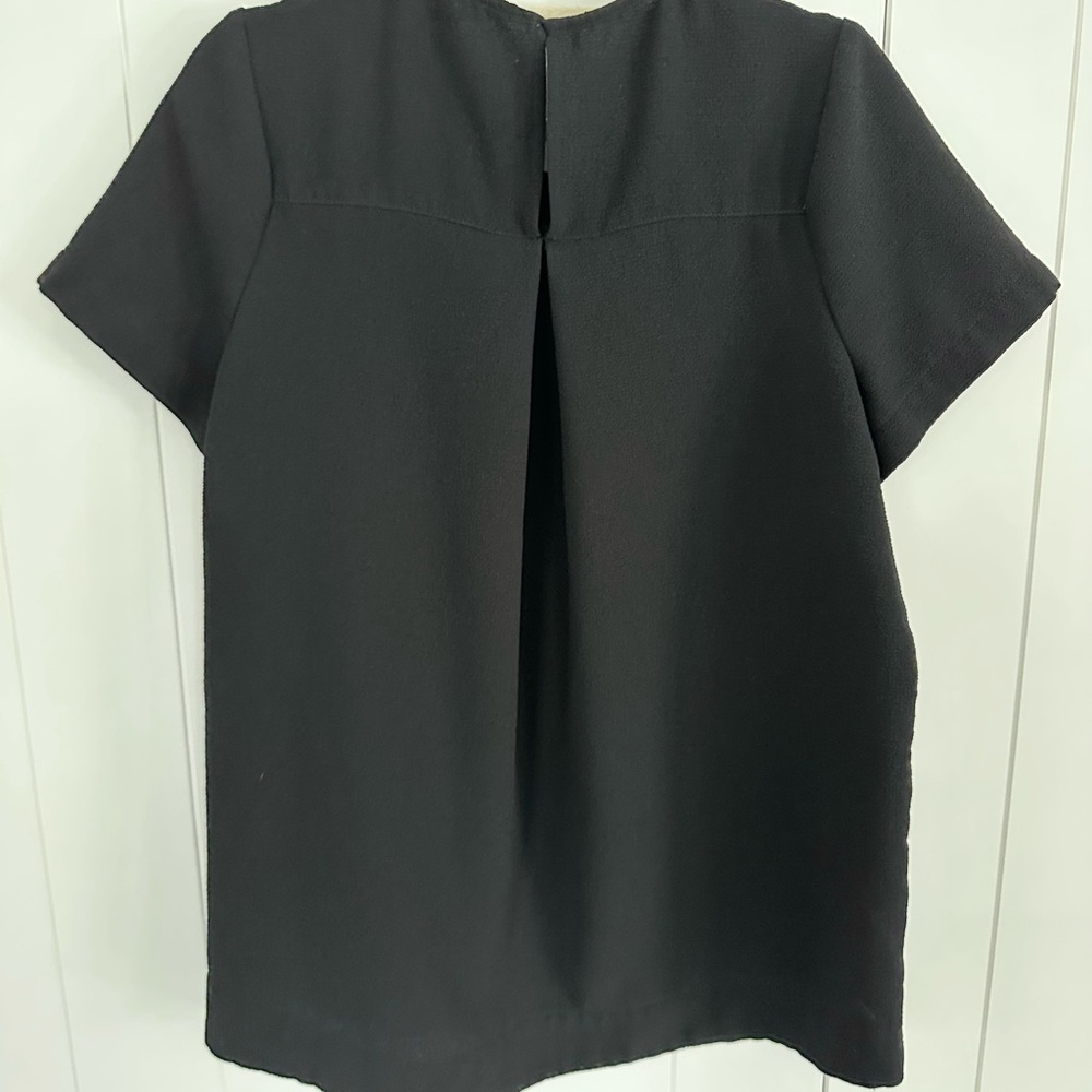 Madewell Classic Black Short Sleeve Flare Hem Top - Picture 4 of 4